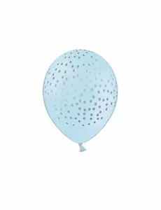6 błękitnych srebrnych balonów lateksowych w kropki 30 cm
