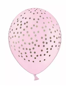 6 lateksowych balonów w kolorze jasnoróżowego złota w kropki 30 cm