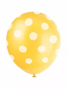6 żółtych balonów lateksowych w białe kropki 30 cm