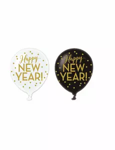 6 Szczęśliwego Nowego Roku złote balony lateksowe 30 cm