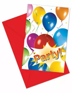 6 kart zaproszeń z latającymi balonami