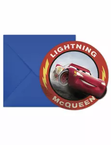 6 zaproszeń z kopertami Cars 3™