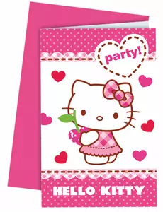 6 zaproszeń Hello Kitty z kopertami
