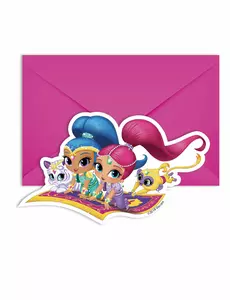 6 zaproszeń i kopert Shimmer and Shine™ 14 x 9 cm