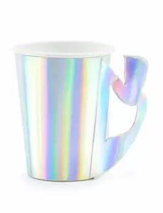 6 holograficznych kubków papierowych syrenka 220 ml