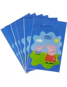 6 Plastikowych Torebek Prezentowych Peppa Pig 22.5 x 15 cm