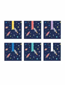 6 papierowych torebek na prezenty w kosmosie 13 x 14 cm