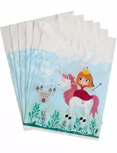 6 Plastikowych Torebek Prezentowych z Księżniczką 15 x 23 cm