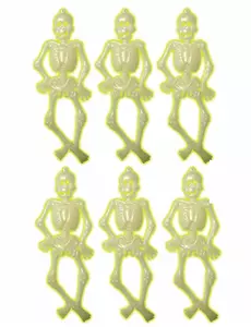 6 Małe fosforyzujące szkielety 15 cm Halloween
