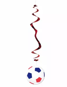 6 suspensji Piłka futbolowa niebieska biała czerwona 80 cm