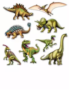 8 tekturowych sylwetek dinozaurów