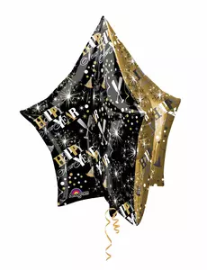 Balon foliowy czarno-złota gwiazda
