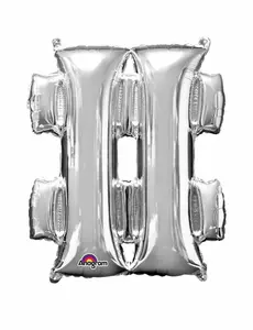 Olbrzymi balon foliowy Symbol # srebrny 83 cm