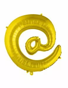 Wielki balon foliowy symbol @ złoty 70 cm