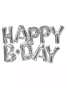 Balon foliowy litery Happy Birthday srebrny 76 cm