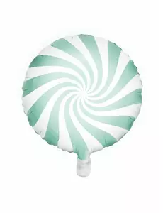 Balon foliowy w kształcie lizaka, miętowo-biały, 45 cm