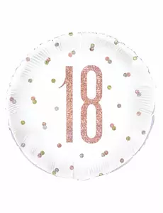 Balon foliowy 18 biały i różowy brokat 45 cm
