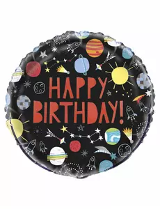Balon foliowy wszystkiego najlepszego wszechświat czarny 45 cm