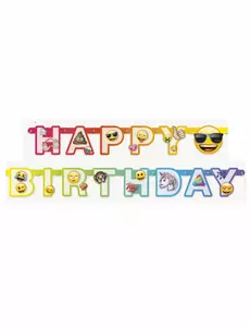 Happy Birthday Emoji Rainbow™ Cardboard Banner 1,8m