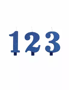 Błyszcząca niebieska świeczka urodzinowa numer 9,5 cm, Rozmiar: 0