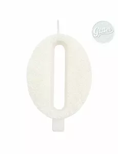 Świeczka urodzinowa w kształcie cyfry, błyszcząca, biała, 9,5 cm, Rozmiar: Numer 7
