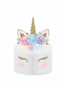 Papierowa dekoracja honeycomb White Unicorn Fairy 19 x 30 cm