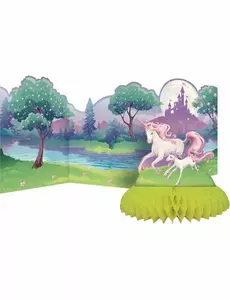 Magiczna kartonowa dekoracja środkowa z jednorożcem 30 x 69 cm