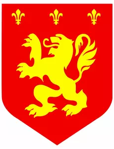 Wyłącznik średniowieczny czerwony lew o średnicy. 30cm