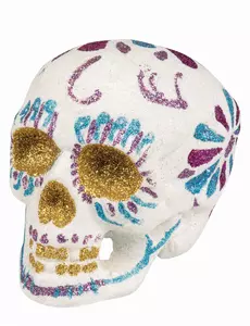 Błyszcząca Czaszka Ozdoba 16 X 14 cm Dia de los muertos