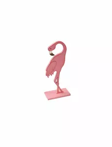 Drewniany flaming na różowej podstawie 15 cm