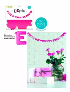 Girlanda urodzinowa Fuksja 280 cm