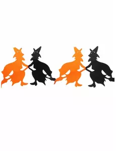 Halloweenowa pomarańczowo-czarna papierowa girlanda czarownic 240cm