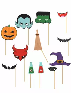Halloweenowy 12-częściowy zestaw do fotobudki