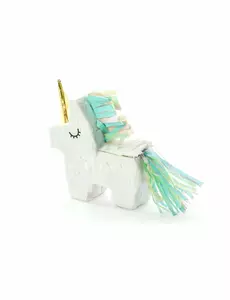 Mini biała piñata w kształcie jednorożca 8 x 2.5 cm