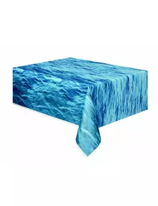 Niebieski plastikowy obrus z falami oceanicznymi, 137 x 274 cm