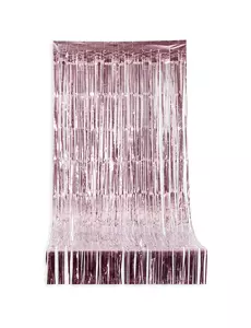 Brokatowa zasłona z różowego złota z frędzlami 2,44 m x 92 cm