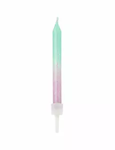 20 opalizujących świeczek urodzinowych 6cm