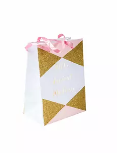 4 Torebki tekturowe Miss staje się Panią różowo-złote 15 x 20 cm