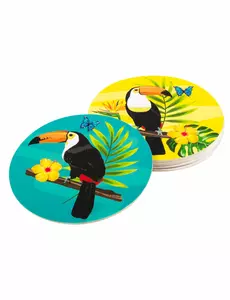 6 tekturowych podkładek pod szklanki Toucan 10 cm