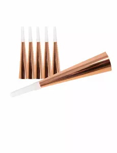 6 trąbek w tekturze w kolorze różowego złota 19 cm