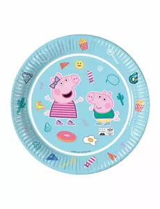 8 niebieskich talerzy papierowych Peppa Pig™ 23cm