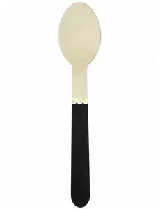 8 małych czarnych drewnianych łyżek, 16 cm