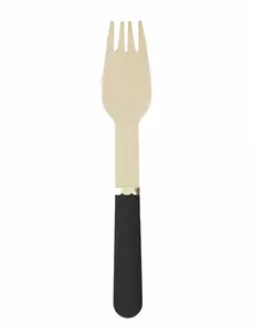 8 Małe czarne drewniane widelce 15 cm