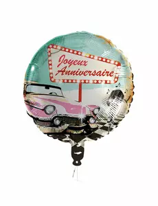 Balon foliowy Rock'n'roll z napisem "Wszystkiego najlepszego" 45cm