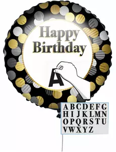 Konfigurowalny balon Happy Birthday czarno-złoty 43 cm