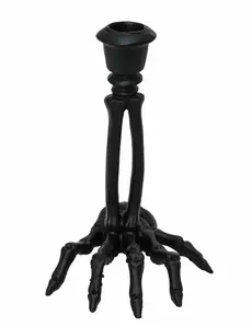 Czarny świecznik z żywicy szkieletowej 16cm