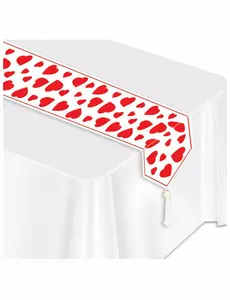 Biały bieżnik z czerwonymi serduszkami 28 cm x 1,82 m