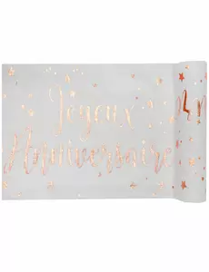 Bawełniany bieżnik urodzinowy w kolorze różowego złota 3m x 28cm