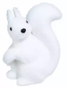 Dekoracja biała wiewiórka 12 cm