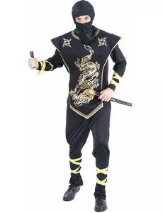 Kostium ninja ze złotymi smokami dla mężczyzn